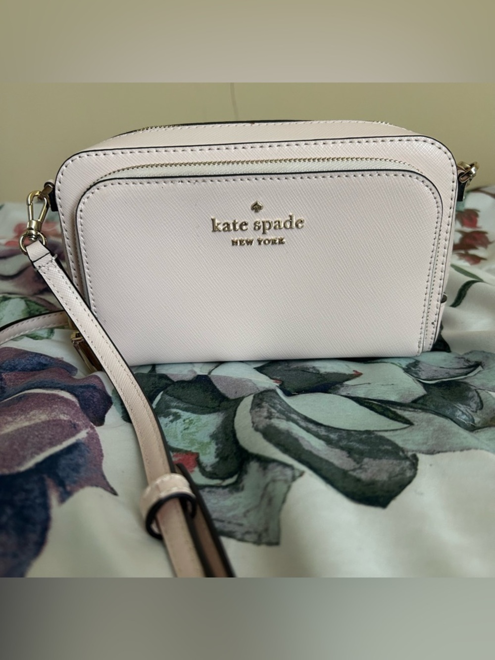 Kate Spade Small Blush Pink Crossbody Bag with Gold Accents